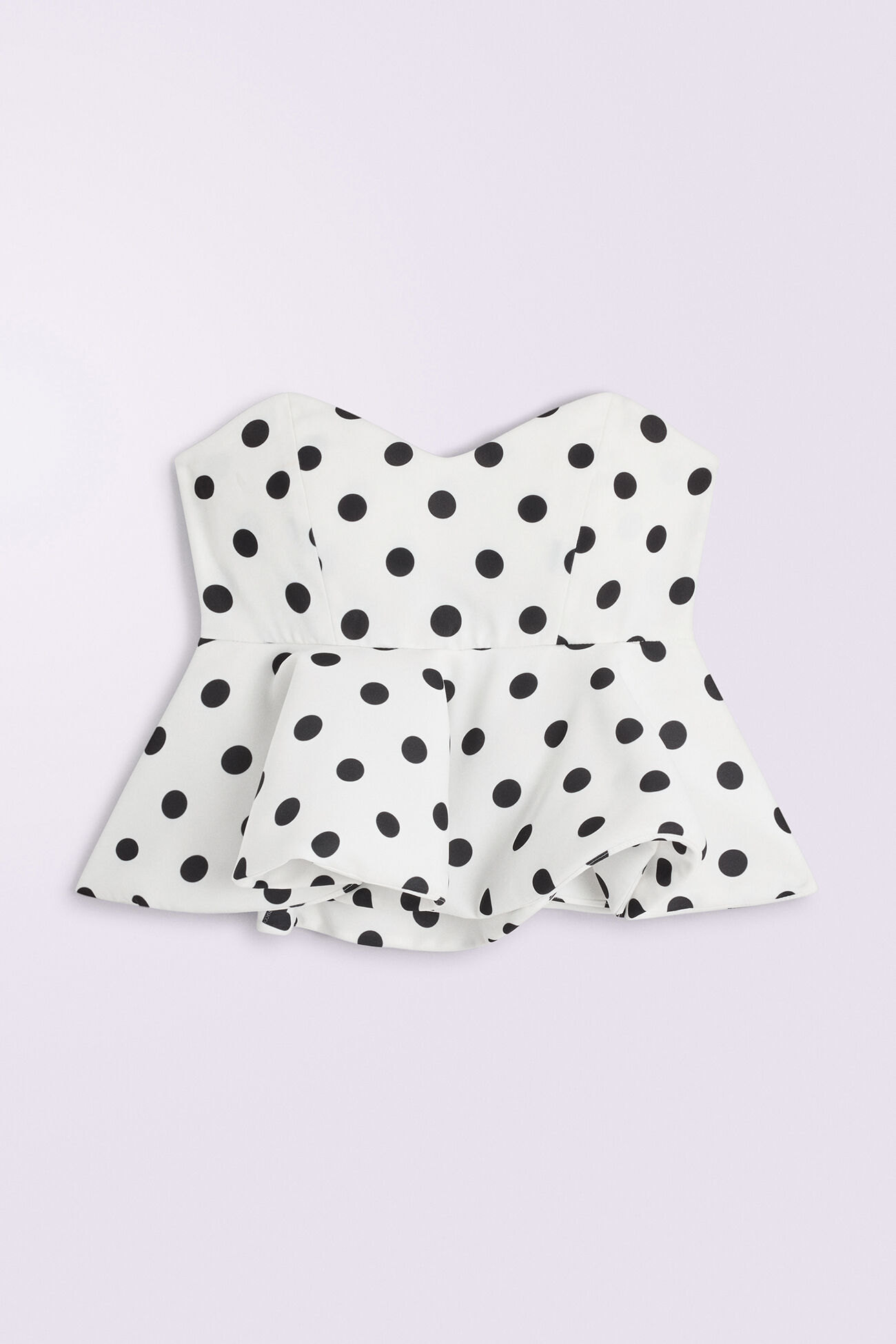 Polka Dot Peplum Crop Top White